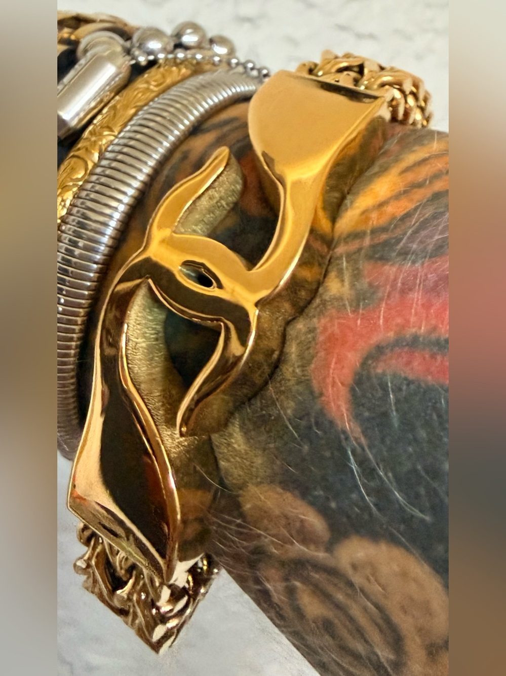 NWT EYECANDY BENJAMIN TITANIUM BRACELET, MENS, GOLD